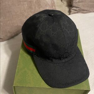 New Black Cap with Signature Red and Green Stripe